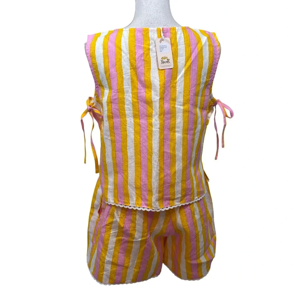 Women’s Pink and Yellow Striped Two-Piece Set - Picture 4 of 11